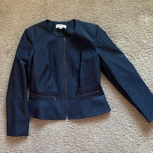 Calvin Klein Dark Blue Peplum Blazer w/ Zippers